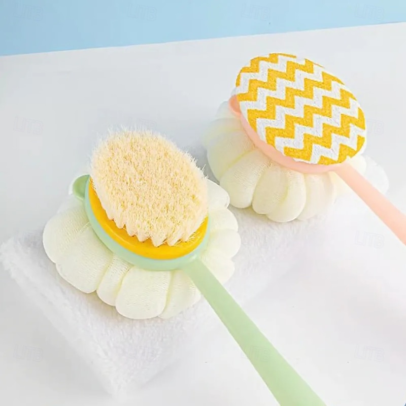 2 In 1 Bath Scrubber And Back Brush Extra Long Handle Soft Bristles Exfoliating Shower Ball Dual Head Body Brush Gentle Skin Care Bathroom Essentials4