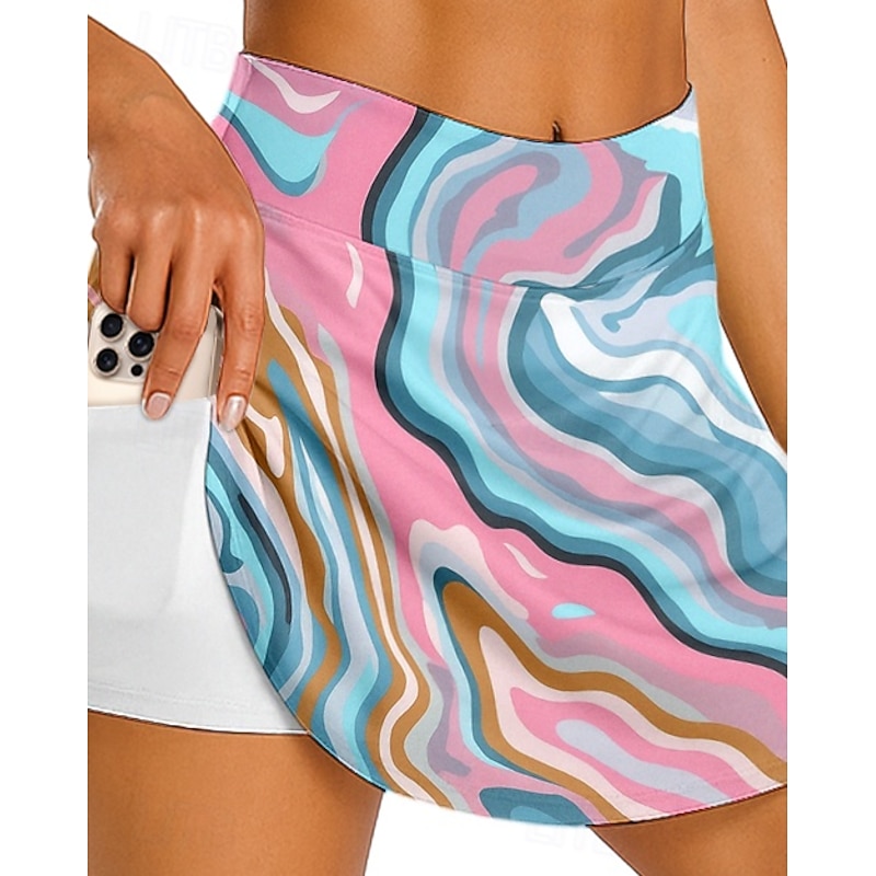 Women's Graphic Curve Cycling Skort Skirt Bike Skirt Slim Fit Sports Sunscreen UV Resistant 3D Pad Fast Dry Pink Clothing Apparel Bike Wear3