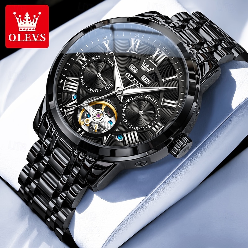 OLEVS Men Mechanical Watch Creative Sports Fashion Casual Automatic Self-winding Luminous Perpetual Calendar Calendar Steel Watch3