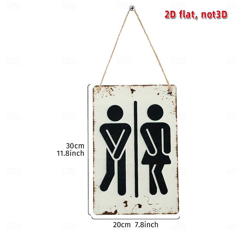 Bathroom Sign – Wooden Rectangular Hanging Wall Décor for Home, Hotel, and Mall Restrooms4