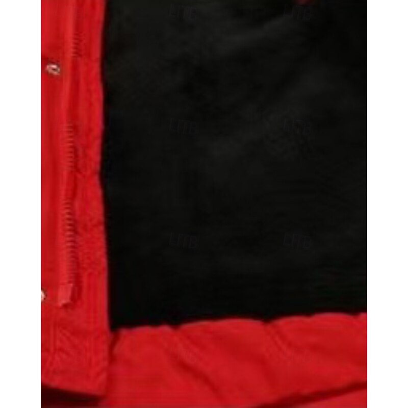 Kids Girls' Down Coat Solid Color Fashion Fur Trim Zipper Pocket School Coat Outerwear 4-12 Years Winter Black Red4