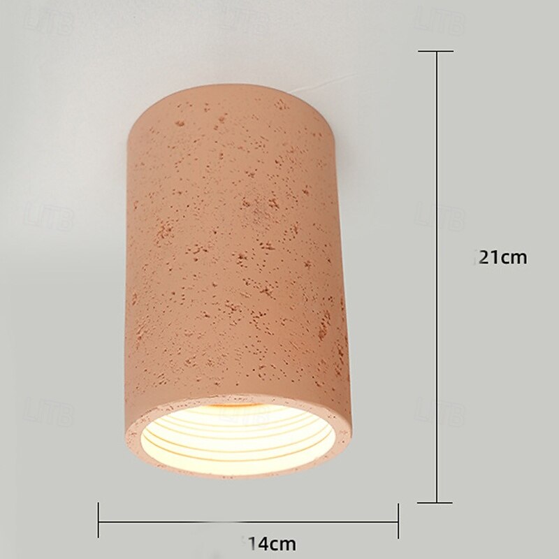 Modern Minimalist Concrete Ceiling Light Fixture Flush Mount LED Ceiling Lamp for Living Room, Bedroom, Hallway Wabi-Sabi Style Cement Cylinder Spotlight Warm White2
