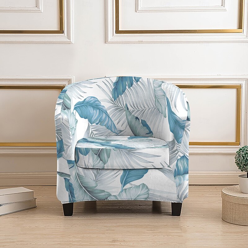 Club Chair Slipcover - Striped/Plants/Geometric Print Polyester Cover | Fits Standard Single Armchairs