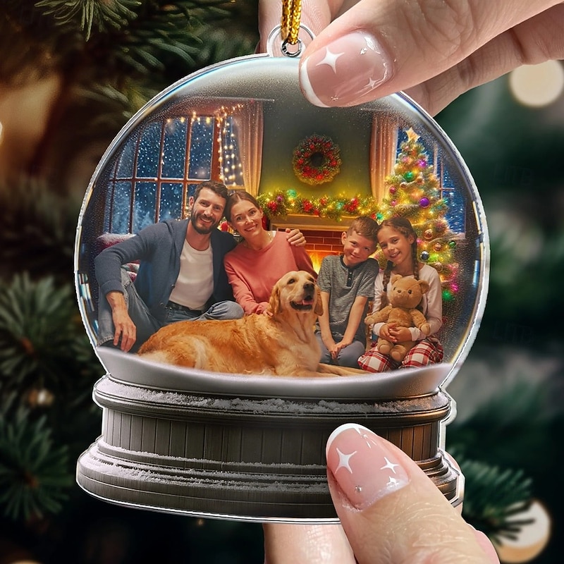 Personalized Family Photo Christmas Ornaments Custom Goube Acrylic 2D Christmas Gift Idea For Family/Couple Xmas Tree Ornaments Decoration Hanging Pendant4