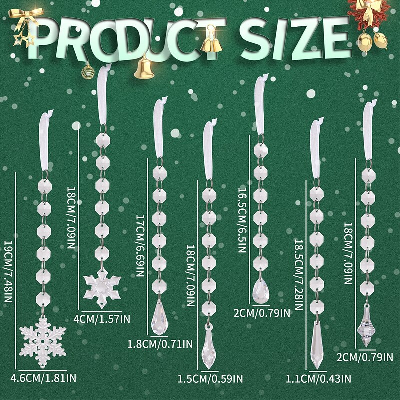 6pcs Crystal Christmas Ornaments for Tree Decorations-Hanging Acrylic Snowflake Icicle Ornaments with Drop Pendants for Winter Wonderland Chandelier Crystals Decorations Supplies2
