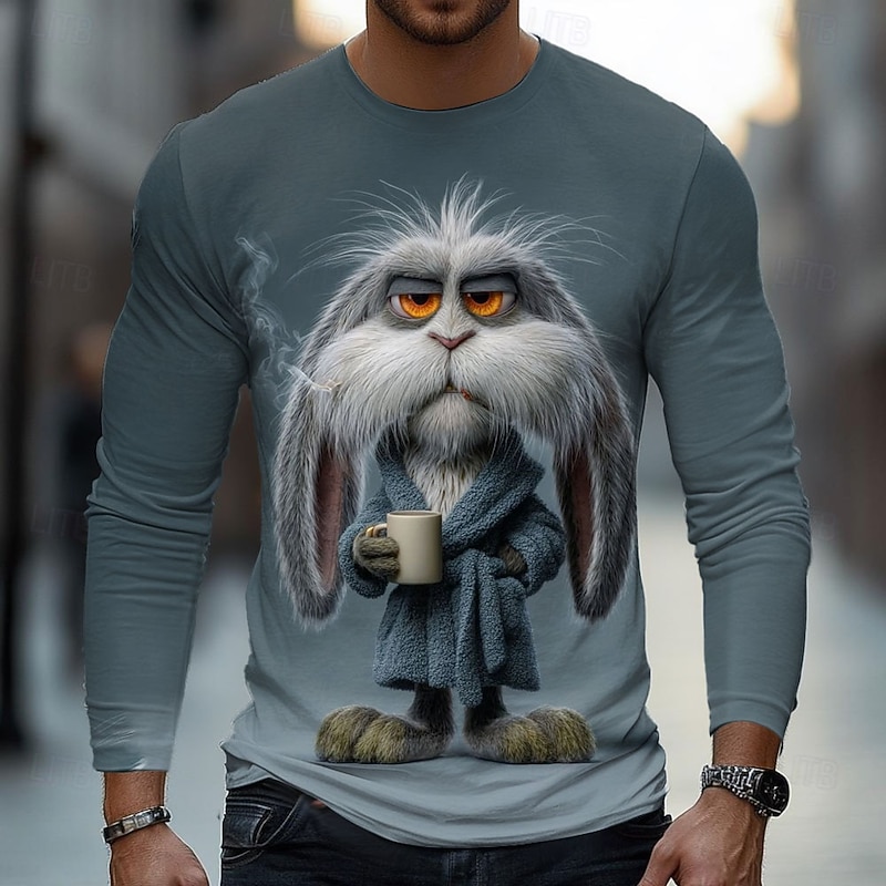 Men's 3D Zombies T Shirt Long Sleeve T shirt 3D Print Crew Neck Shirt Fashion Basic Street Casual Daily Khaki Dark Gray Summer Spring Clothing Apparel S M L XL XXL XXXL2