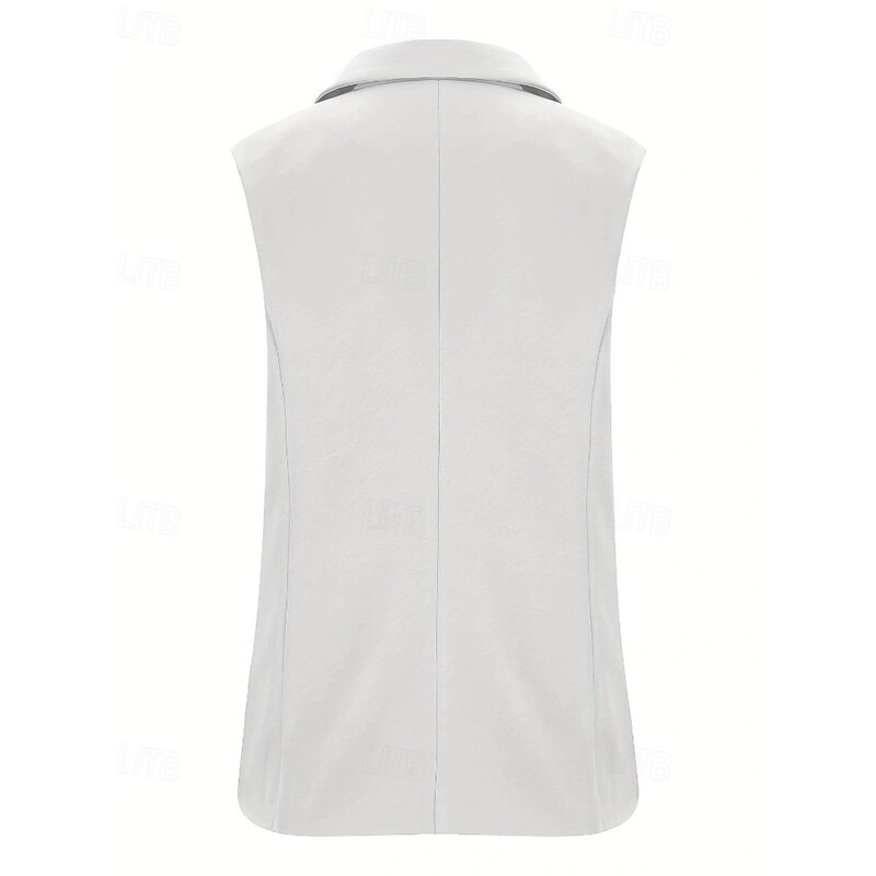Women's Vest Comfortable Pocket Fashion Outdoor Plain Going out Weekend Single Breasted Regular Turndown Regular Fit Sleeveless Outerwear Black White Wine Fall Winter4