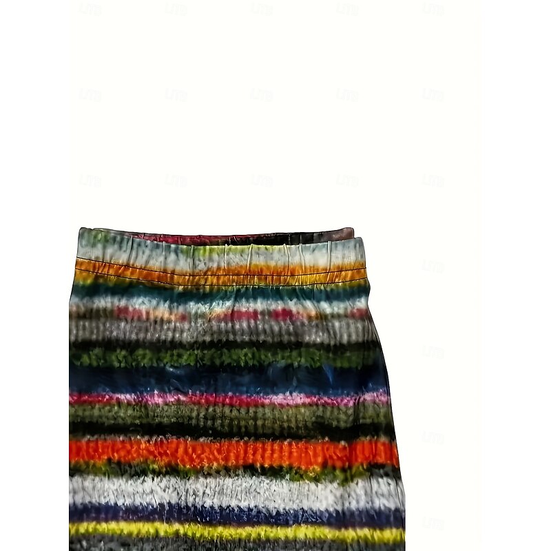 Women's Leggings Vacation Vintage Ethnic Style Full Length High Waist Graphic Striped 3D Print Quick Dry Breathability Soft Stretchy Outdoor Home Causal Yellow Blue Fall Skinny3