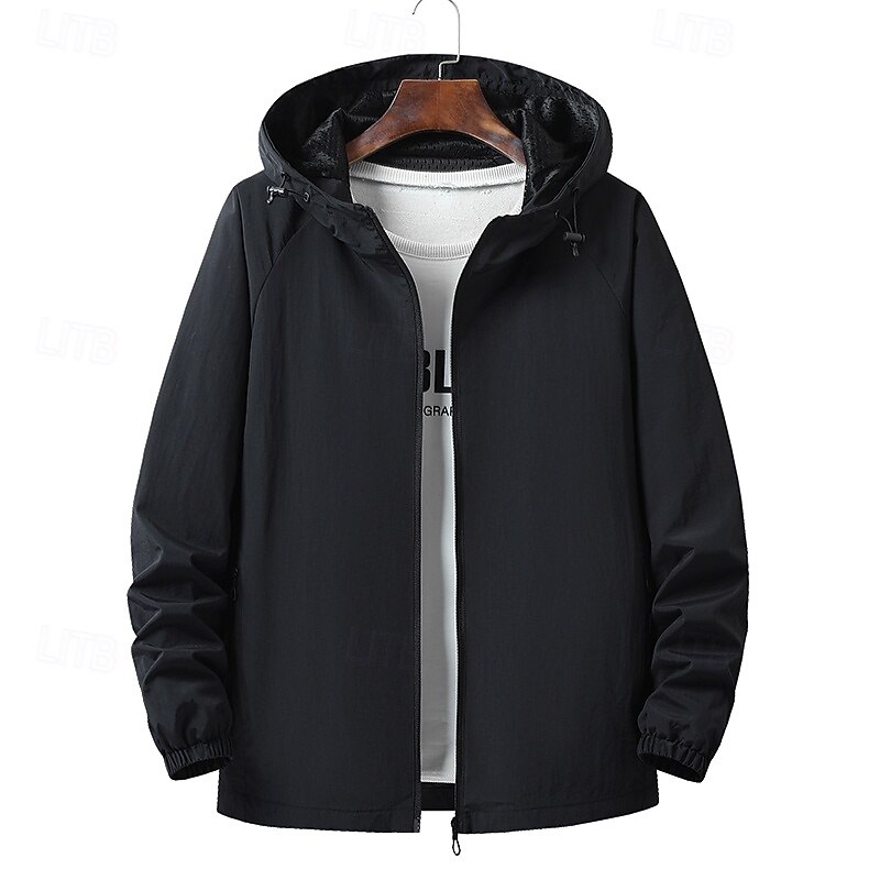 Men's Jacket Casual Jacket Outdoor Vacation Warm Zipper Pocket Fall Winter Plain Fashion Streetwear Standing Collar Regular Black Khaki Army Green Dark Blue Jacket2