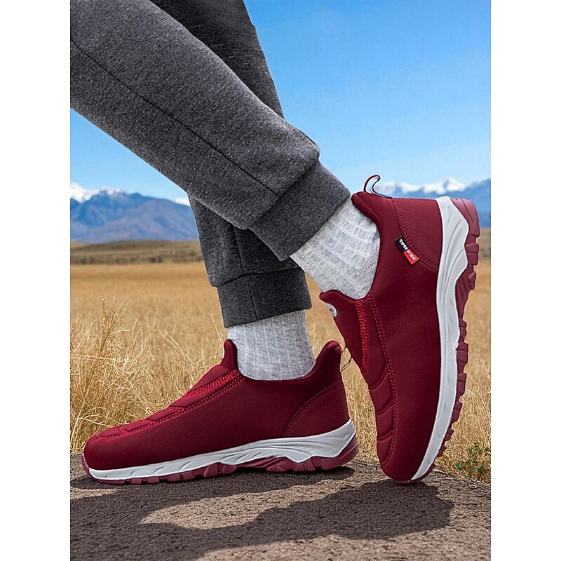Women's Dark Red Slip-On Walking Shoes – Lightweight Comfort Sneakers for Travel, Outdoor Activities and Everyday Wear4