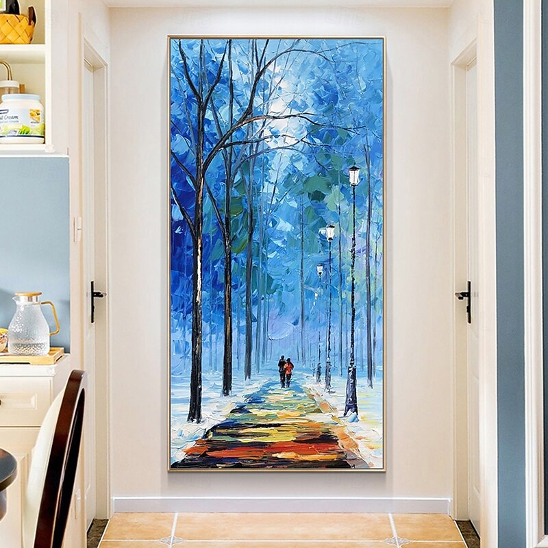 Mintura Handmade Textured Tree Landscape Oil Paintings On Canvas Wall Art Decoration Modern Abstract Picture For Home Decor Rolled Frameless Unstretched Painting4