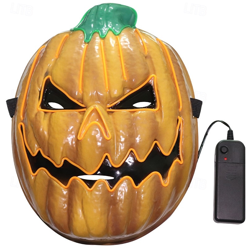 Pumpkin Halloween Mask Scary Glow in the Dark Led Light Up Adults' Unisex Halloween Carnival Performance Party Easy Halloween Costumes Dress Up2