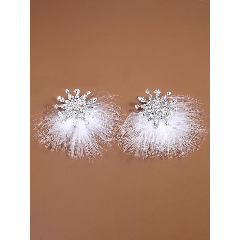 Women's Crystal Feather Statement Earrings - Glamorous Oversized Drop Jewelry for Fashion Shows, Parties and Evening Events3