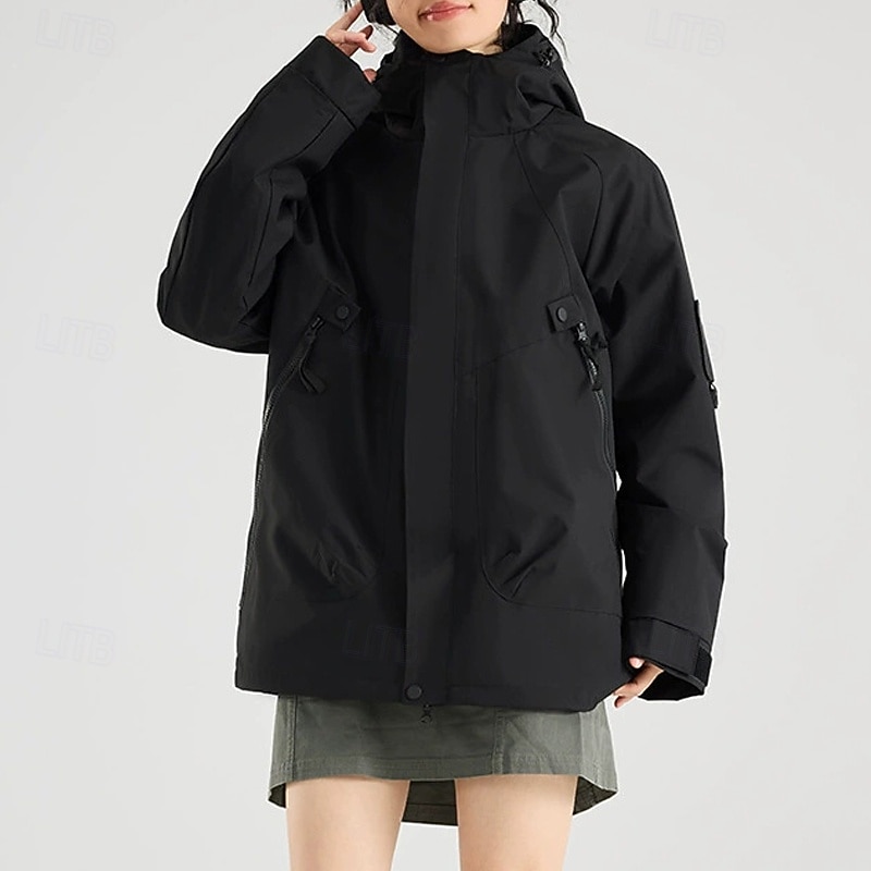 Women's Trench Coat Waterproof Rain Jackets Rain Coats Waterproof Windproof Zipper Pocket Fashion Outdoor Plain Going out Weekend Zipper Regular Hooded Regular Fit Long Sleeve Outerwear Light Pink2