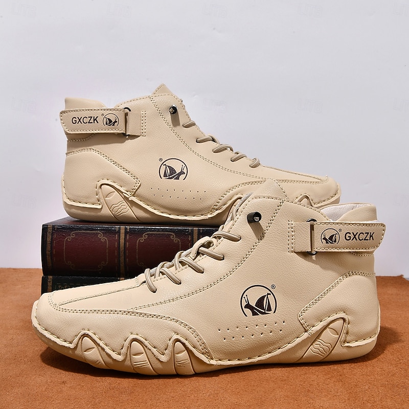 Men's Beige High-Top Tactical Combat Boots with Lace-Up Design – Lightweight Military Style Outdoor Footwear for Hiking, Work and Daily Wear2