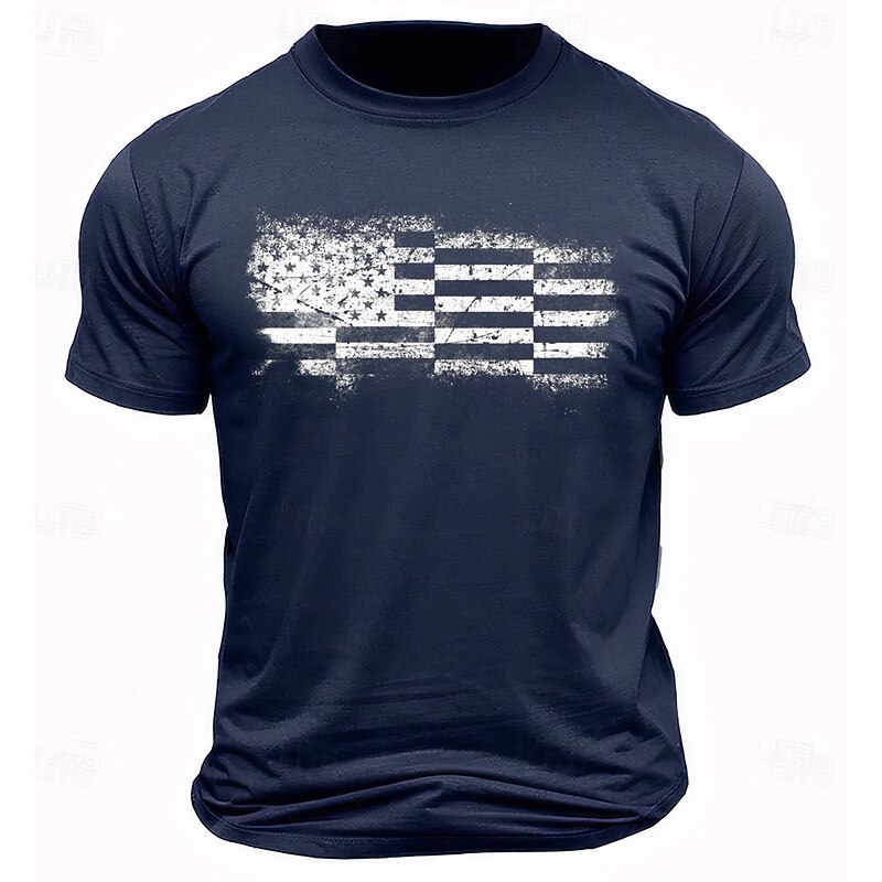 Men's American US Flag T Shirt Short Sleeve T shirt 3D Print Crew Neck Shirt Daily Military Street Daily Red Blue Brown Summer Spring Clothing Apparel S M L XL XXL XXXL3