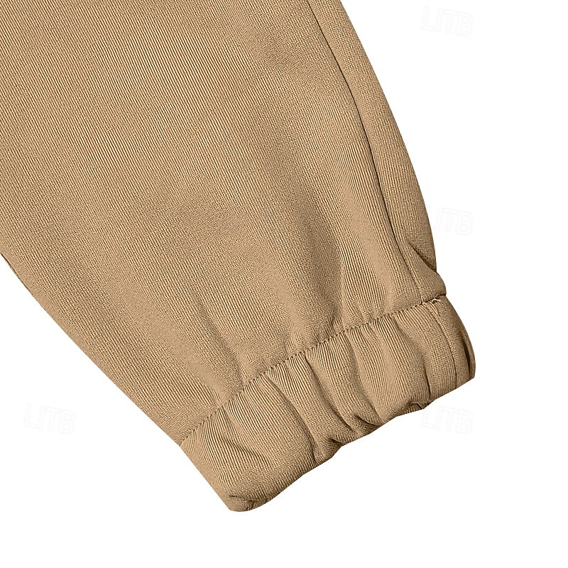 Men's Sweatpants Fleece Pants Joggers Trousers Cargo Sweatpants Drawstring Elastic Waist Multi Pocket Plain Moisture Wicking Breathable Full Length Outdoor Casual Daily Vacation Fashion Black Green4