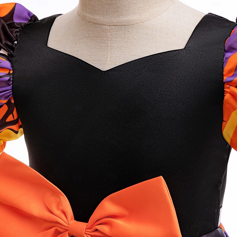Kids Girls' Party Dress Graphic Short Sleeve Special Occasion Halloween Party Princess Polyester Party Dress Summer Spring 3-10 Years Black4