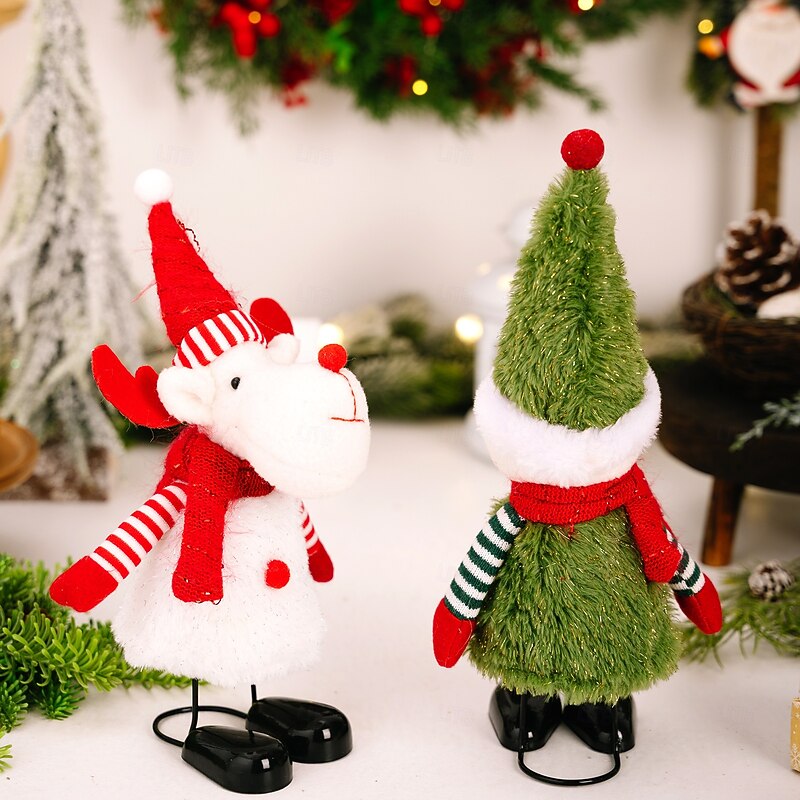 Christmas Spring-Feet Figurines, Bouncing Santa and Snowman Plush Decorations for Tabletop, Holiday Home and Party Decor4