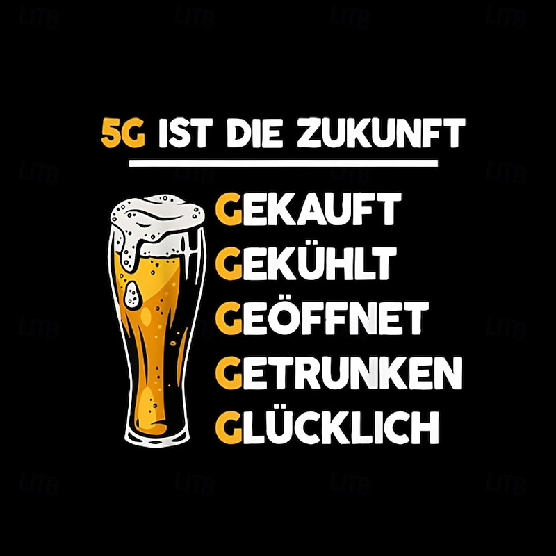 Men's Short Sleeve Graphic T-Shirt - Funny German Beer '5G Is The Future' Pun for Hobbies & Lifestyle2