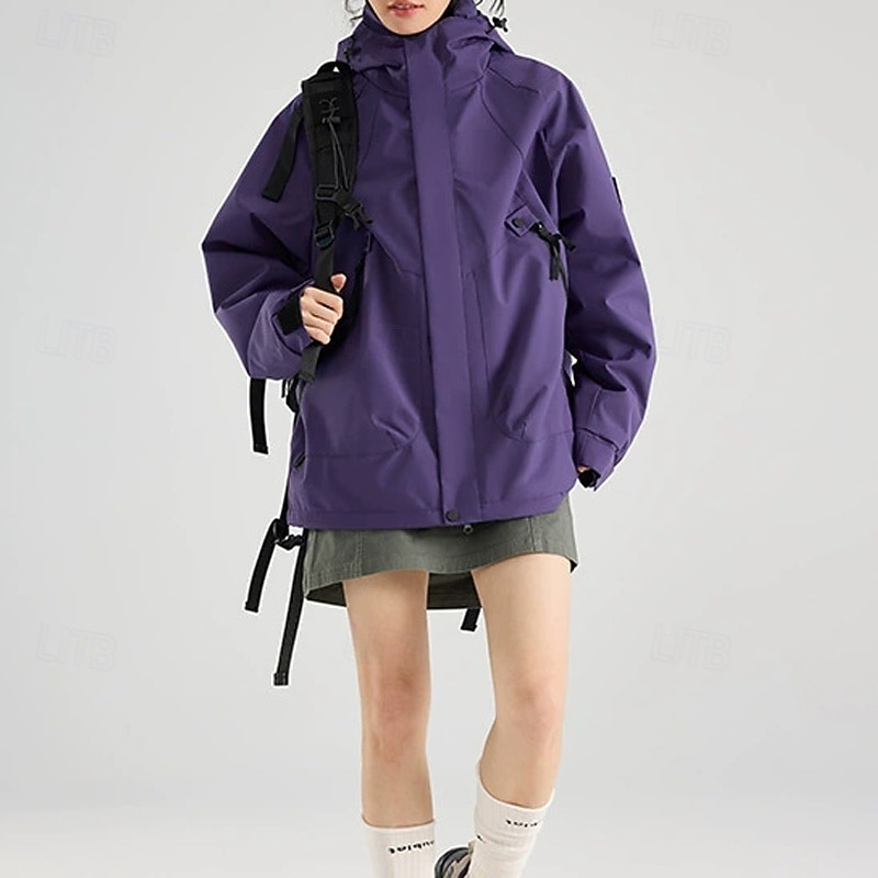 Women's Trench Coat Waterproof Rain Jackets Rain Coats Waterproof Windproof Zipper Pocket Fashion Outdoor Plain Going out Weekend Zipper Regular Hooded Regular Fit Long Sleeve Outerwear Light Pink4