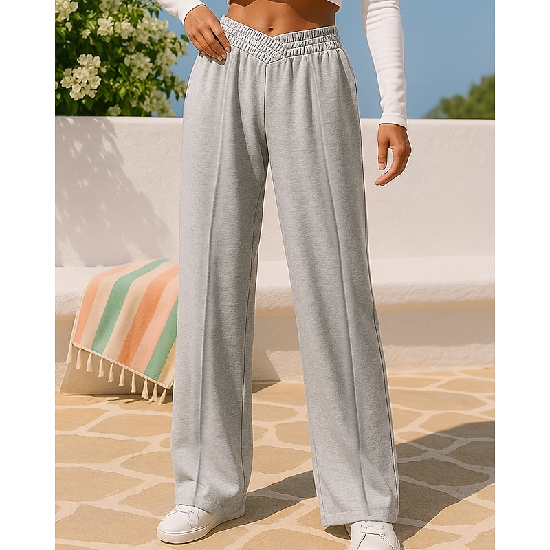 Women's Wide Leg Pants Sport  Sweatpants with Pockets High Waist Bottoms Athleisure Gym Workout Fall Breathable Workout Jogging Running Loose Fit Sportswear Activewear Solid Colored Dark Grey Black