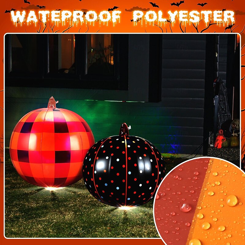 Halloween PVC Inflatable Decorated Ball Reusable Glow Pumpkin Decorations Blow up Led Yard Pumpkins for Outdoor Halloween Party Yard Garden Lawn Holiday Decorations4