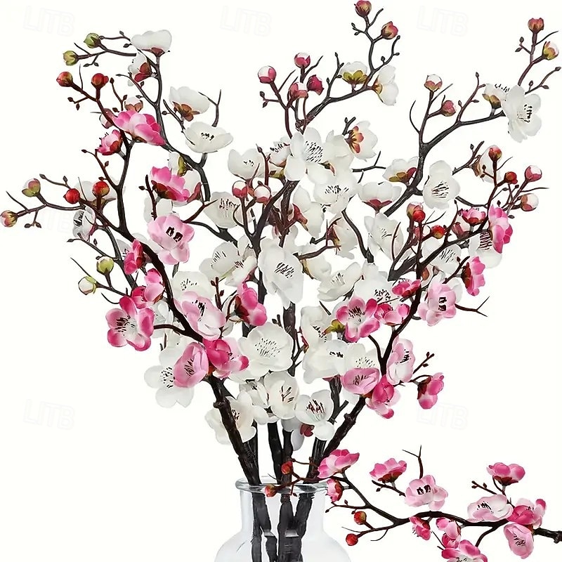 6pcs Christmas Artificial Plum Blossom Stems, Tall Fake Flower Branches for DIY Christmas New Year Decorations, Vase Centerpiece Display, Home Spring Winter Aesthetic Room Decor2