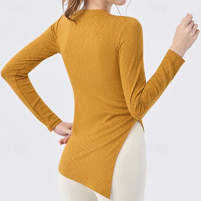 Women's Activewear Crew Neck Breathable Long Sleeve Sports Solid Color Top For Gym Athletic Sports Slim Activewear4