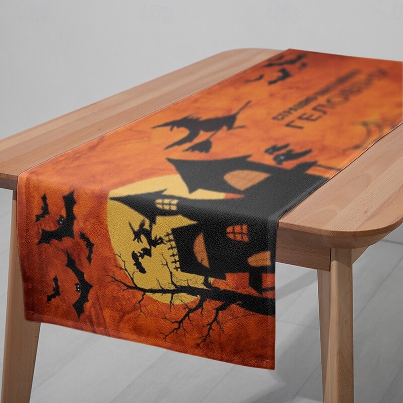 Halloween Table Runner - Digital Printed Rectangular Tablecloth 33x180cm for Restaurant Banquet & Party Decor