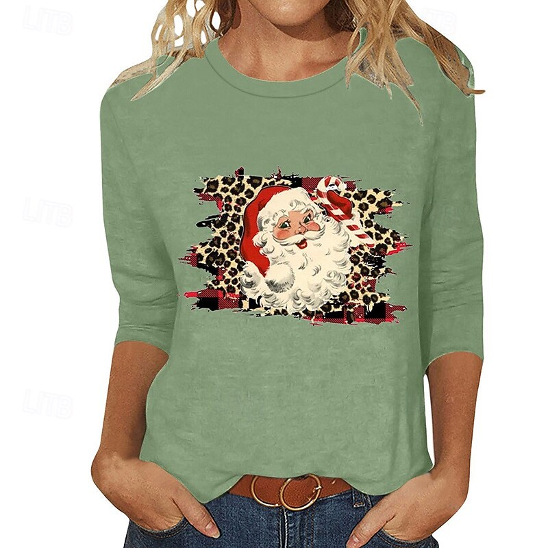 Women's Pullover Sweatshirt Lounge Top Christmas Sweatshirts Long Sleeve Top Athleisure Fall Graphic Cotton Holiday Vacation Sportswear Activewear White Burgundy Purple2