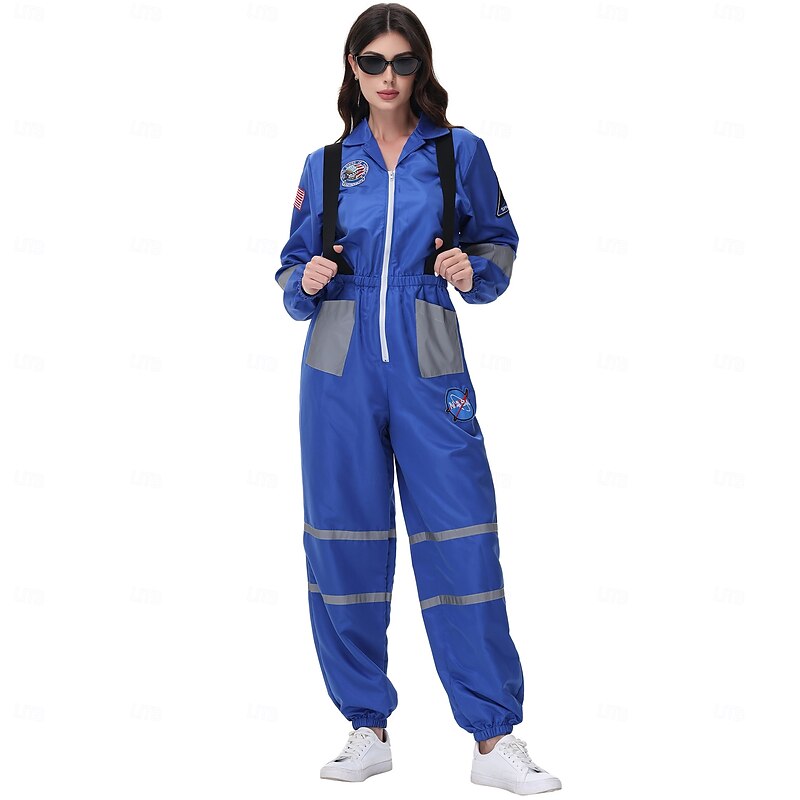 Astronaut Halloween Cosplay Costume Jumpsuit Halloween Adults' Couple's Men's Women's Halloween Carnival Party Masquerade Easy Halloween Costumes Dress Up