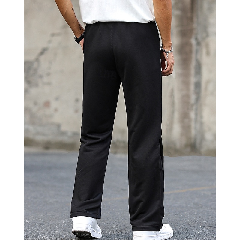 Men's Sweatpants Tear Away Pants Flared Pants Trousers Drawstring Pocket Elastic Waist Plain Comfort Sports Outdoor Daily Fashion Casual Black Micro-elastic3