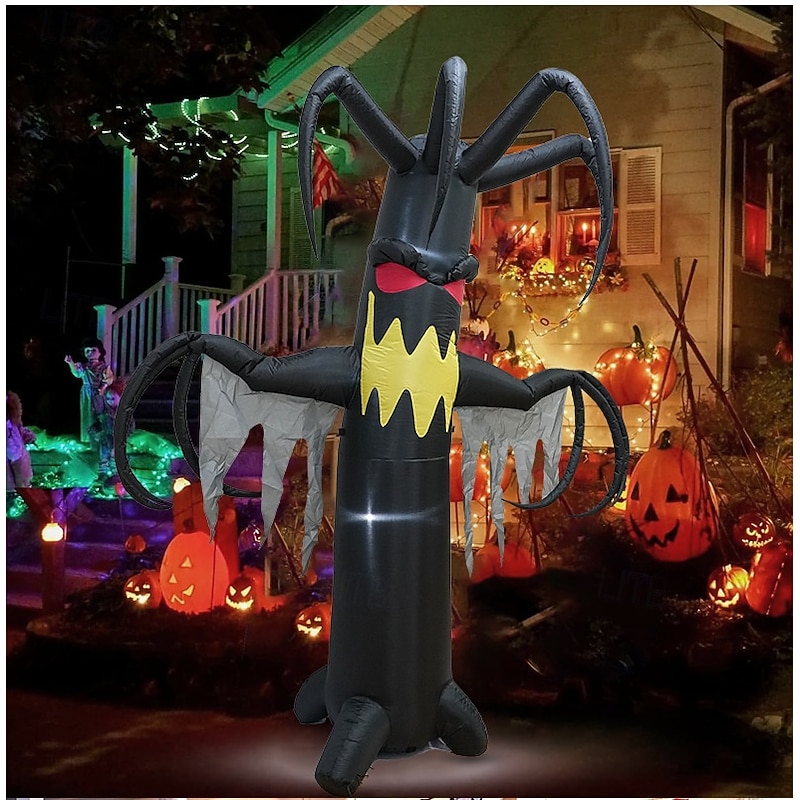 1 Pc 2.4M/7.8FT Halloween Devil Tree LED Light Emitting Inflatable Air Model Indoor and Outdoor Courtyard Lawn Garden Party Halloween Horror Atmosphere Decorative Light US/EU/UK/AU Plug2
