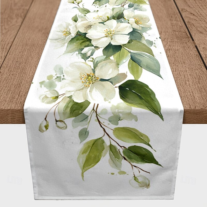 1pc Floral Printed Table Runner, Rectangular Table Decoration for Dining Room, Banquet, and Outdoor Use4
