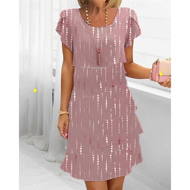 Women's Mini Dress Casual Dress Chiffon Dress Summer Dress Fashion Modern Daily Beach Weekend Regular Fit Flower Short Sleeve Crew Neck Pink Blue Lavender Dark Blue Summer Spring2