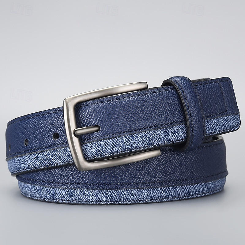Men's Belt Waist Belt Blue Brown PU Leather Alloy Durable Adjustable Plain Outdoor Daily2
