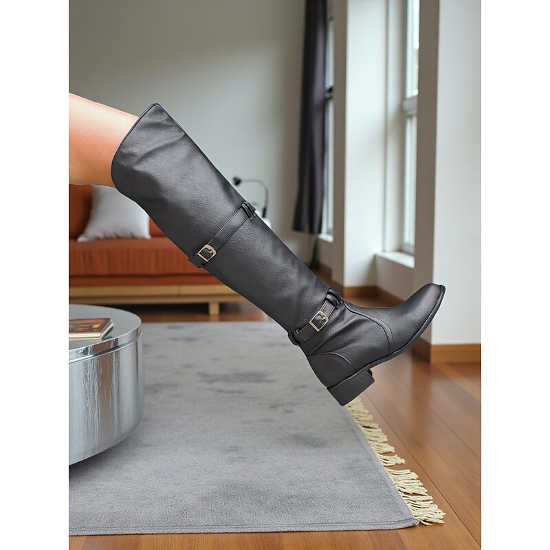 Women's Convertible Over the Knee Boots with Foldable Shaft, Retro Casual Style, Versatile Design for Everyday Urban Fashion4