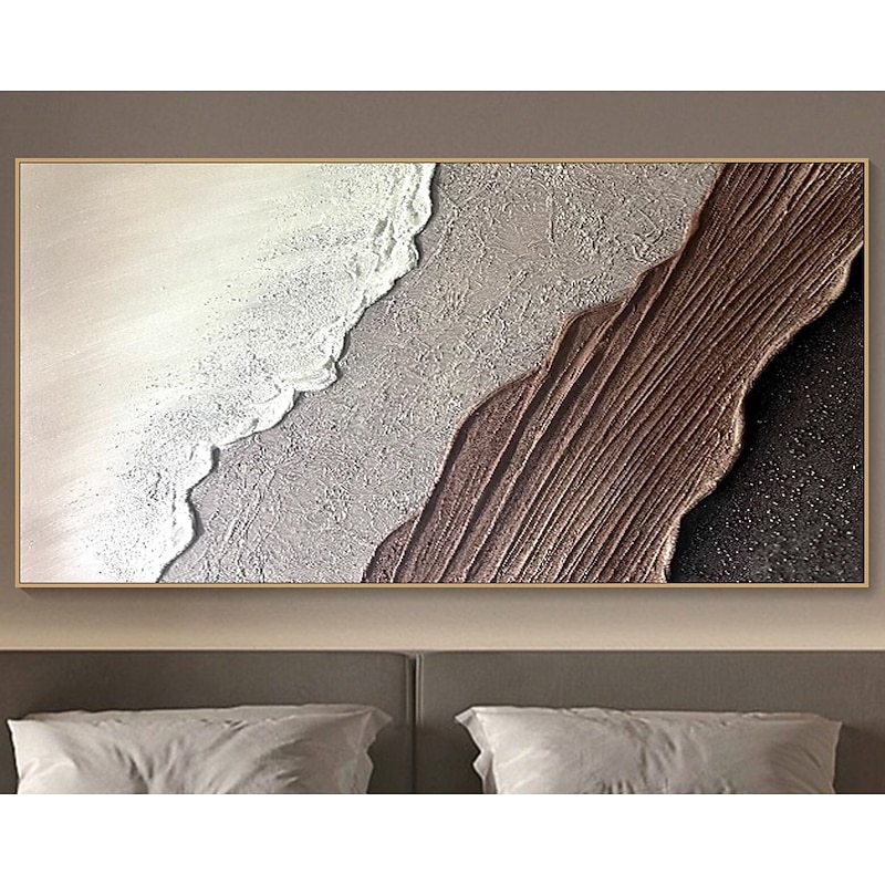 Original Coastal Painting On Canvas Abstract Minimalist Textured Wall Art Neutral Hand Painted Living Room Wall Art Large Horizontal Decor2