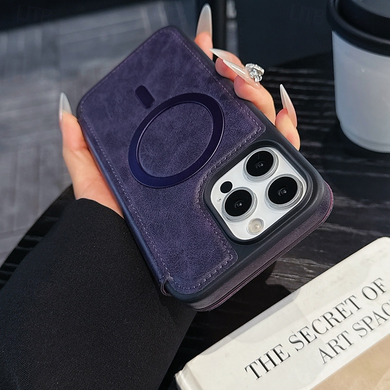 Phone Case For iPhone 17 Pro Max 17 Air 16 15 14 Pro Max Plus 16e 13 Pro Max Back Cover Magnetic Shockproof Retro TPU PU Leather4