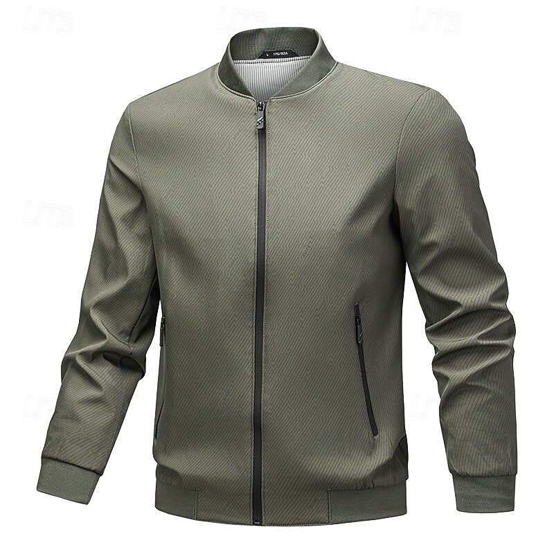 Men's Jacket Casual Jacket Outdoor Vacation Warm Zipper Pocket Fall Winter Plain Fashion Streetwear Standing Collar Regular Black Royal Blue Khaki Jacket2