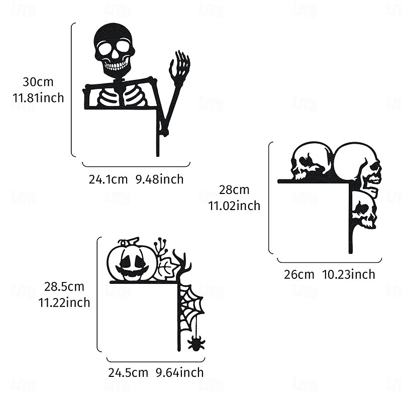 3PCS Halloween Door Corner Non-woven Fabric Sticker Set Decorative Hanging Ornaments Witches Black Cats Ghosts and Other Halloween Elements Suitable for Halloween-themed Party Decoration2
