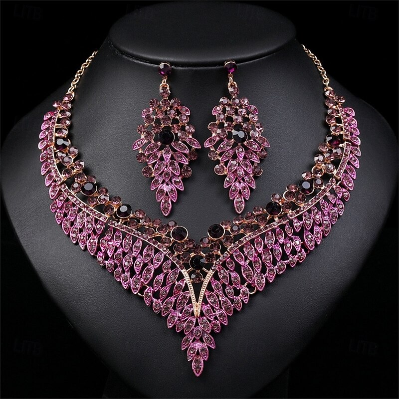 Jewelry Set Two-piece Suit Purple Alloy 1 Necklace Earrings Women's Elegant Vintage Fashion Vintage Style Classic Jewelry Set For Wedding Party Wedding Guest