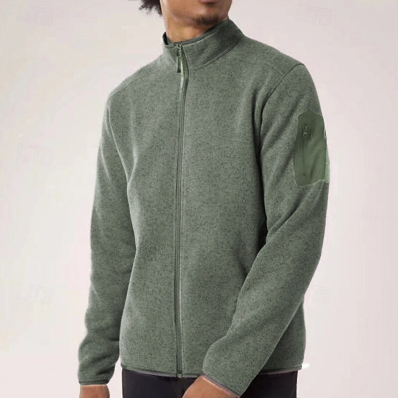 Men's Fleece Jacket Thermal Jacket Winter Outdoor Thermal Warm Top Blue Light Grey Green Grey2