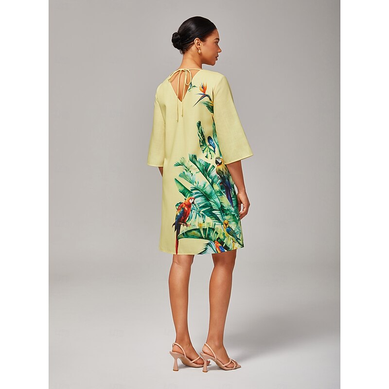 V-neck Floral Print Loose Mini Dress2