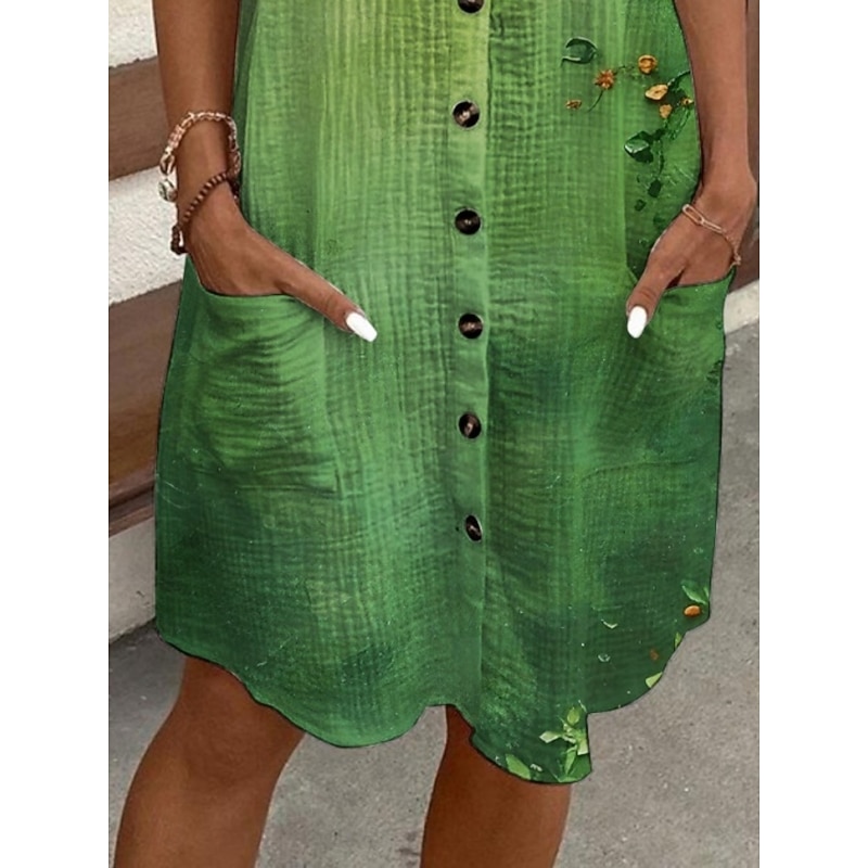 Women's Mini Dress Shirt Dress Casual Dress Print Dress Fashion Modern Daily Beach Weekend Regular Fit Floral Short Sleeve Shirt Collar Green Summer Spring Fall Autumn3
