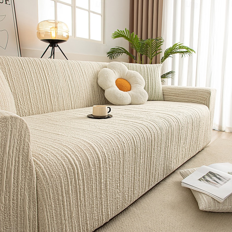 Full Season Space Cotton Sofa Cover, Modern Minimalist Anti-Slip Dustproof Couch Slipcover, Pet-Friendly and Scratch-Resistant Furniture Protector for L-Shaped or 1/2/3/4-Seater Sofas