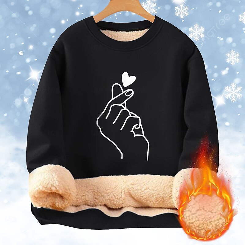 Men's Fleece Sweatshirt Black Yellow Red Orange Light Grey Crew Neck Heart Graphic Prints Hand Print Casual Daily Going out Polyester Streetwear Casual Fall Winter Clothing Apparel Hoodies2