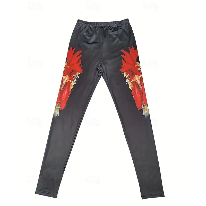 Women's Pants Trousers Leggings Cozy Leggings Streetwear Casual Full Length High Waist Animal Elastic Waist Print Breathability Comfortable Stretchy Vacation Street Daily Wear Black Summer Spring Fall2