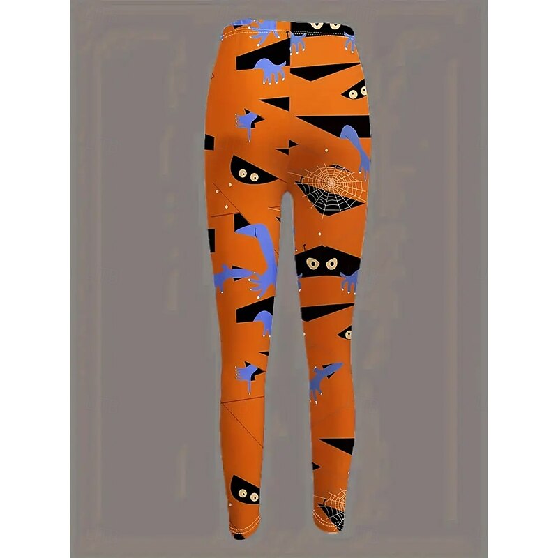 Women's Leggings Vacation Vintage Fashion Full Length High WaistPantsHalloween Graphic Animal Abstract Printing Thermal Warm Soft Breathable High Elasticity Formal Outdoor Vacation Yellow Orange2